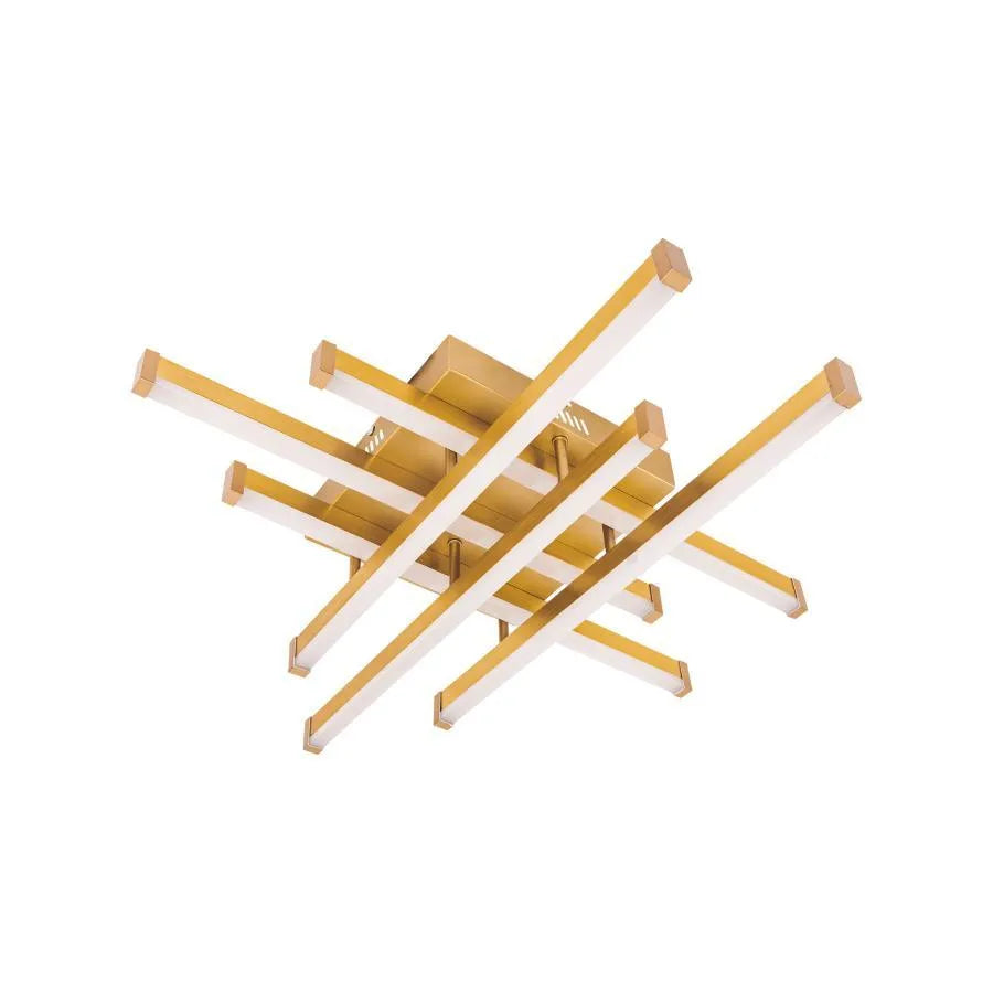 LED lustr s dálkovým ovládáním MORA 120W, 6 prvků, Lineární, Studené/Teplé/Neutrální světlo, Stmívatelné, Lesklý zlatý