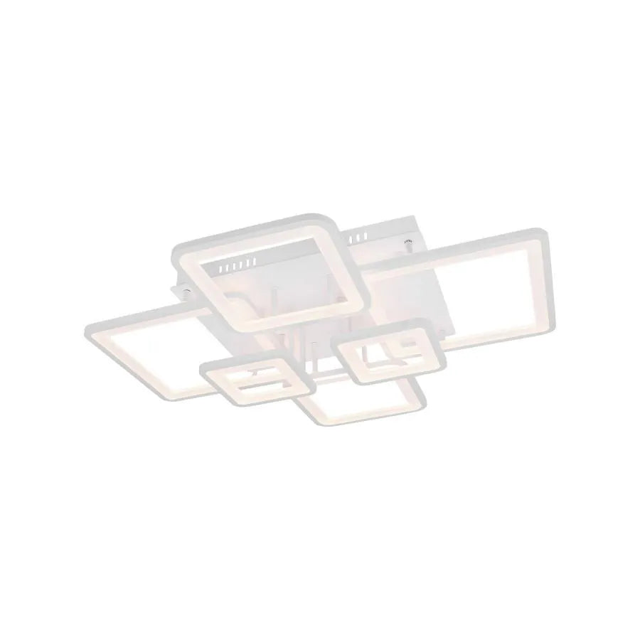 LED lustr s dálkovým ovládáním ELLA 124W, 6 čtverců, studené/teplé/neutrální světlo, stmívatelné, bílá