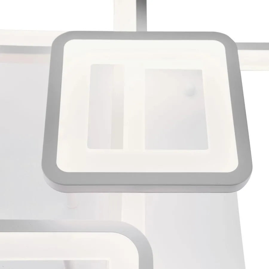 LED lustr s dálkovým ovládáním ELLA 124W, 6 čtverců, studené/teplé/neutrální světlo, stmívatelné, bílá