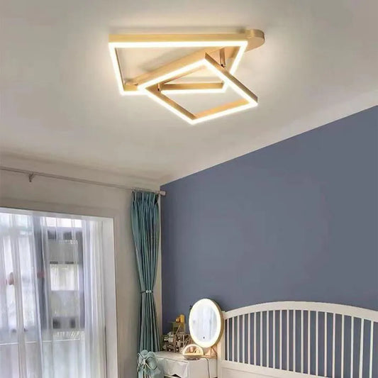 LED lustr s dálkovým ovládáním PAPINI 112W, 2 čtverce, studené/teplé/neutrální světlo, stmívatelné, lesklé zlaté