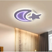 LED lustr s dálkovým ovládáním CORALIA RGB 81W, Měsíc a hvězda, Studené/Teplé/Neutrální světlo Stmívatelné Bílá