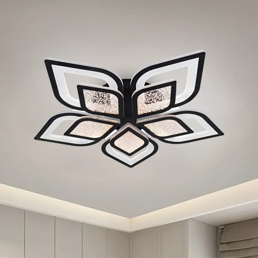 LED lustr s dálkovým ovládáním DALIA 170W, 5 okvětních lístků, Studené/Teplé/Neutrální světlo, Stmívatelné, Černá