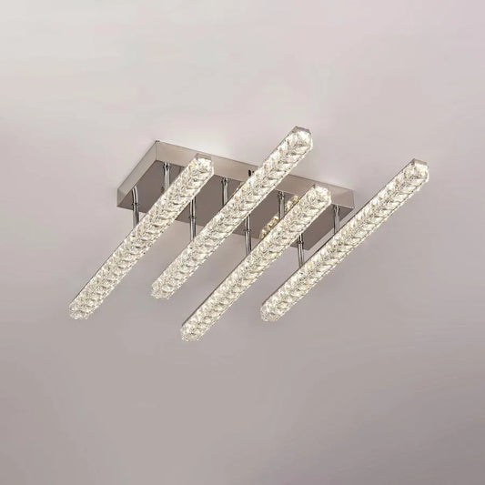 LED lustr s dálkovým ovládáním a krystalem TEJANA 112W, Lineární, Studené/Teplé/Neutrální světlo, Stmívatelné, Lesklý chrom