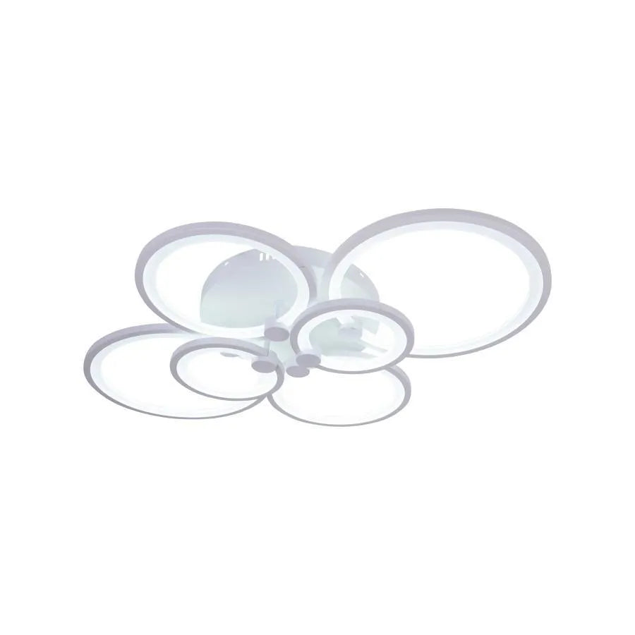 LED lustr s dálkovým ovládáním ALANI 168W, 6 kruhů, Studené/Teplé/Neutrální světlo, Stmívatelné, Bílá