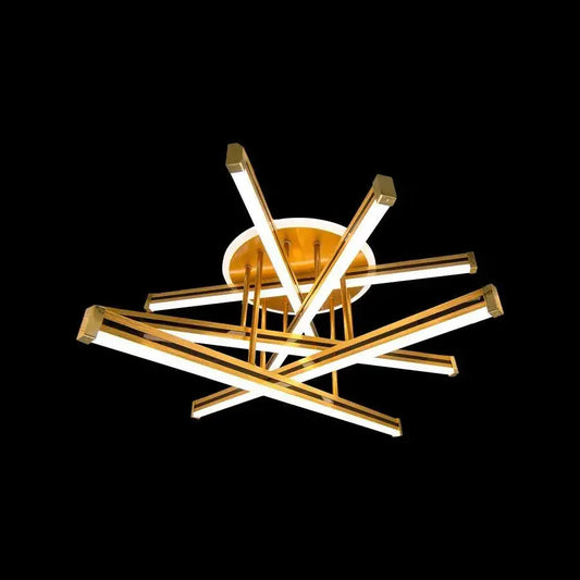 LED lustr s dálkovým ovládáním ARICI 90W, 6 Elements, Lineární, Studené/Teplé/Neutrální světlo, Stmívatelné, Bílé zlato