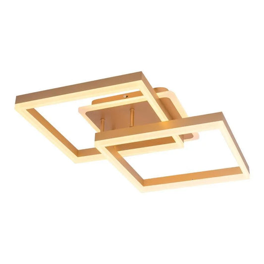 LED lustr s dálkovým ovládáním ARWEN 142W, 2 čtverce, studené/teplé/neutrální světlo, stmívatelný, zlatý