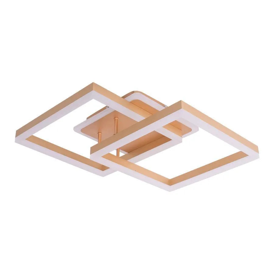 LED lustr s dálkovým ovládáním ARWEN 142W, 2 čtverce, studené/teplé/neutrální světlo, stmívatelný, zlatý