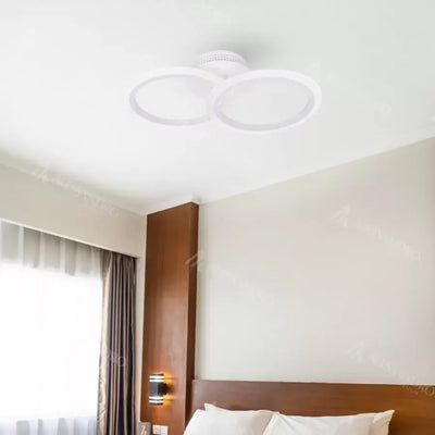 LED lustr s dálkovým ovládáním BETTY 28W, 2 kruhy, Studené/Teplé/Neutrální světlo, Stmívatelné, Bílá