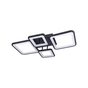 LED CHANDIER s dálkovým ovládáním, Ella, 4 čtverce, 85W, studené/horké/neutrální světlo, laskavé, černé