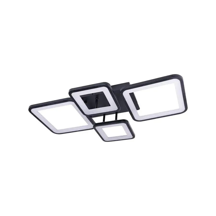 LED CHANDIER s dálkovým ovládáním, Ella, 4 čtverce, 85W, studené/horké/neutrální světlo, laskavé, černé
