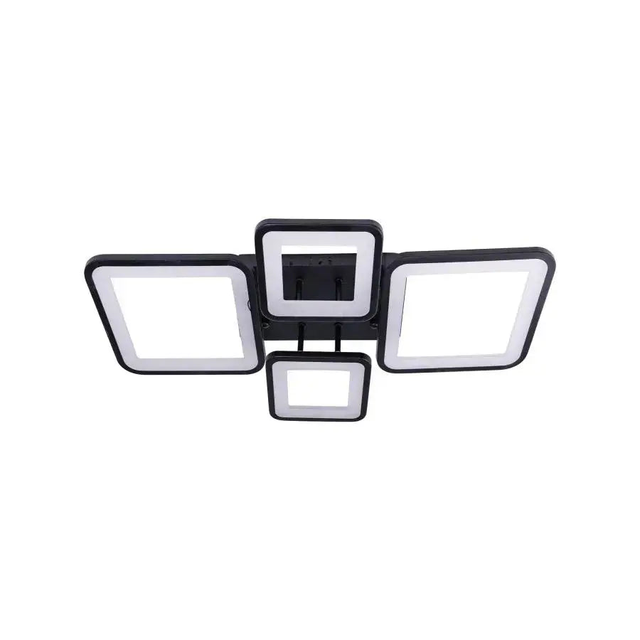 LED CHANDIER s dálkovým ovládáním, Ella, 4 čtverce, 85W, studené/horké/neutrální světlo, laskavé, černé