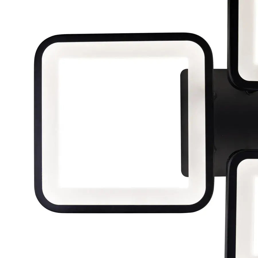 LED CHANDIER s dálkovým ovládáním, Ella, 4 čtverce, 85W, studené/horké/neutrální světlo, laskavé, černé