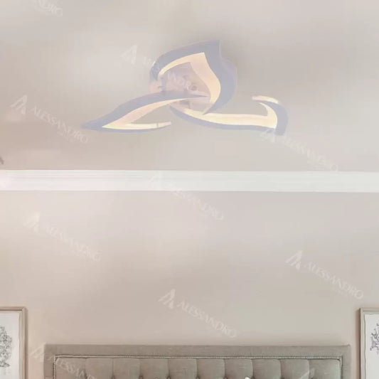 LED lustr s dálkovým ovládáním LOTUS 34W, 3 okvětní lístky, Studené/Teplé/Neutrální světlo, Stmívatelné, Bílá