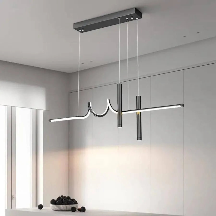 Závěsný LED lustr s dálkovým ovládáním DANNA 35W, studené/teplé/neutrální světlo, stmívatelný, černý, výškově nastavitelný