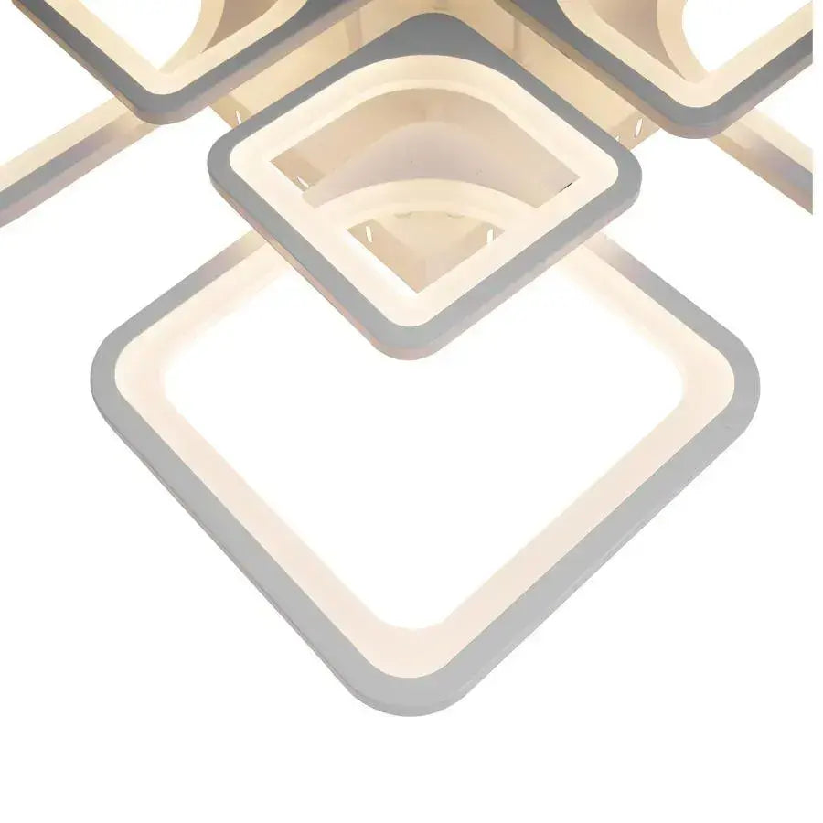 LED lustr s dálkovým ovládáním ZOE 135W, 8 čtverců, Studené/Teplé/Neutrální světlo, Stmívatelné, Bílá