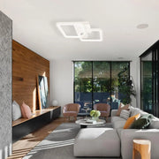 LED lustr s dálkovým ovládáním ZOE 69W, 2 čtverce, studené/teplé/neutrální světlo, stmívatelné, bílá