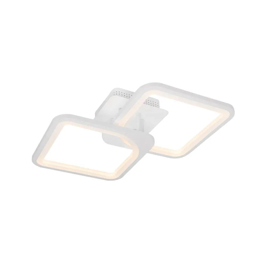 LED lustr s dálkovým ovládáním ZOE 69W, 2 čtverce, studené/teplé/neutrální světlo, stmívatelné, bílá