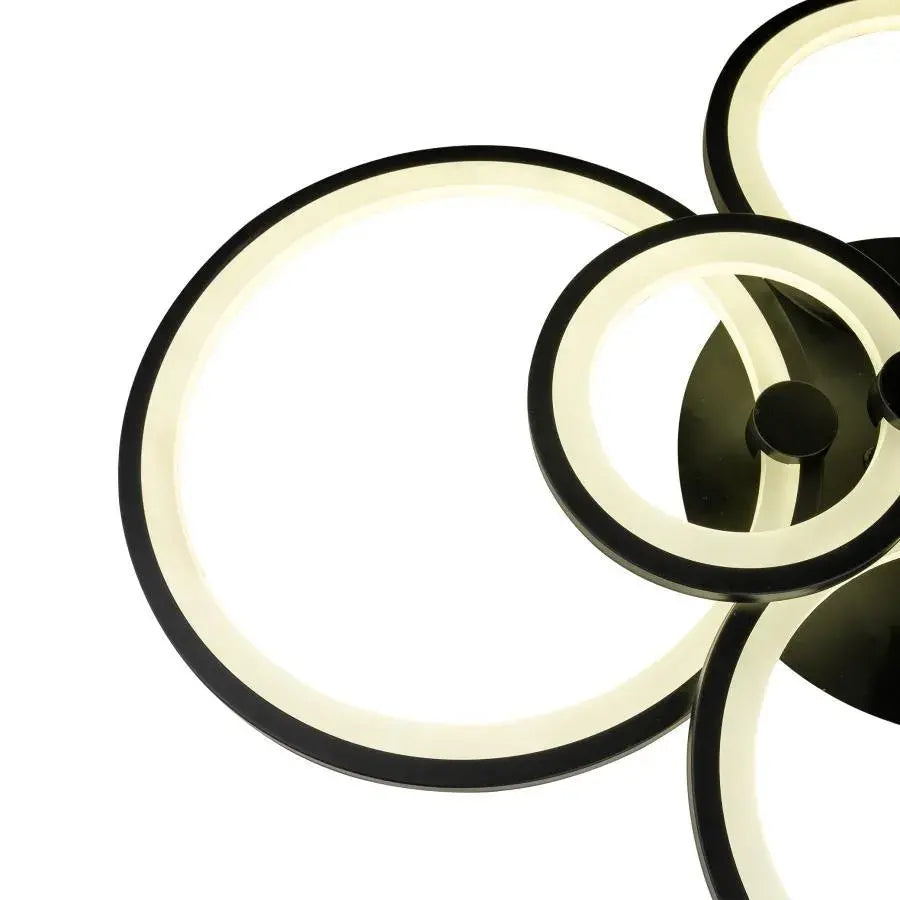 LED lustr s dálkovým ovládáním ALANI 152W, 6 kruhů, Studené/Teplé/Neutrální světlo, Stmívatelné, Černá