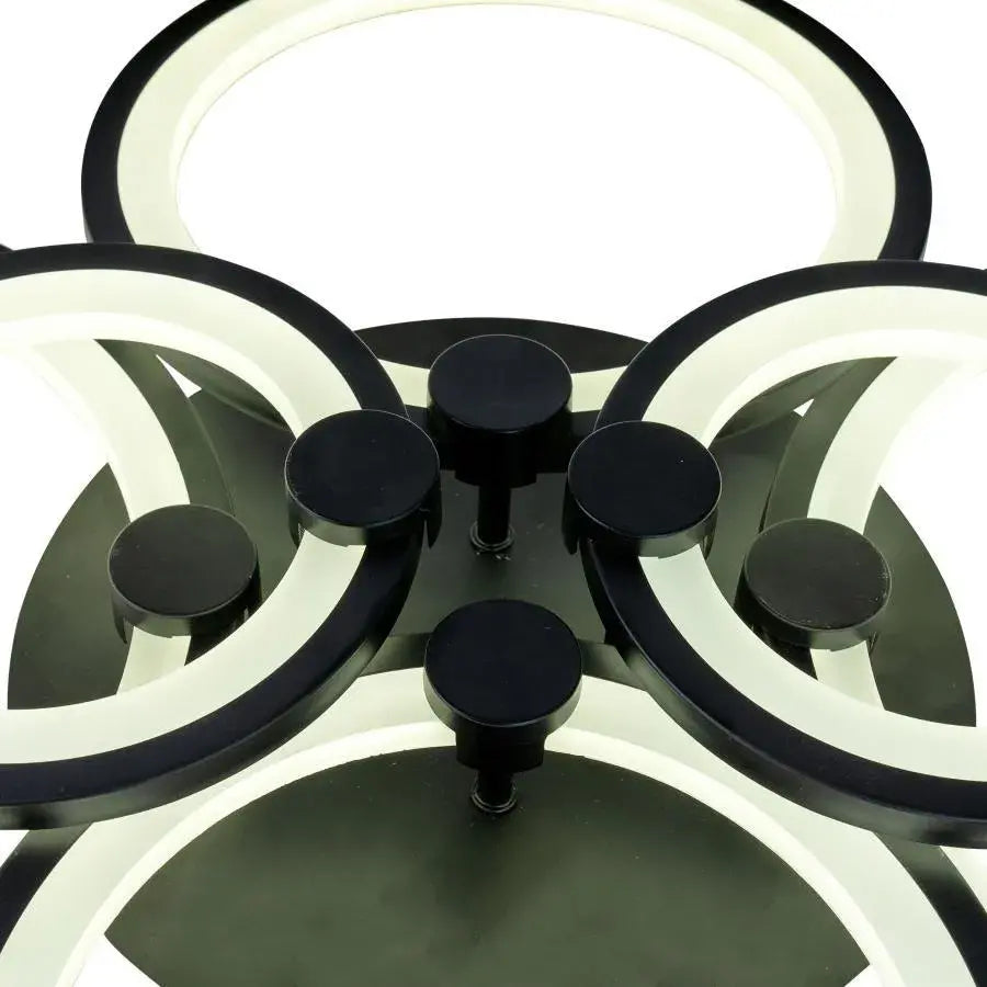 LED lustr s dálkovým ovládáním ALANI 152W, 6 kruhů, Studené/Teplé/Neutrální světlo, Stmívatelné, Černá