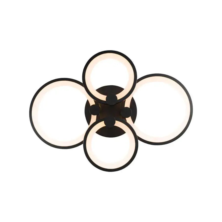 LED lustr s dálkovým ovládáním ALANI 88W, 4 kruhy, Studené/Teplé/Neutrální světlo, Stmívatelné, Černá