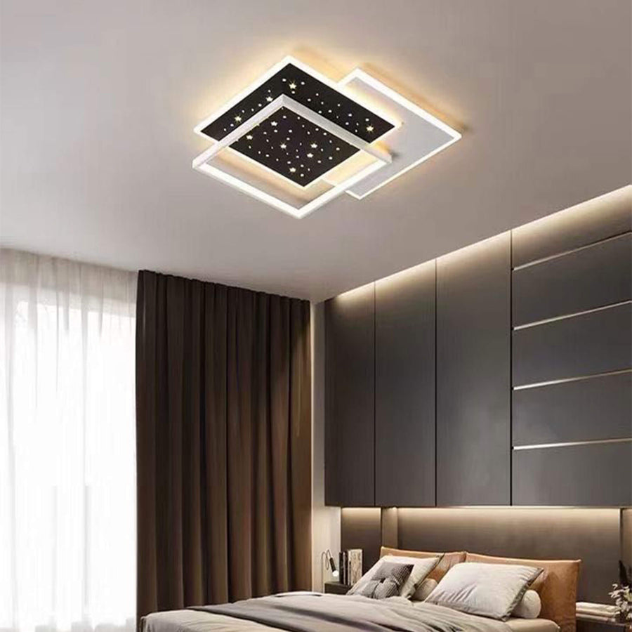 Lustra LED cu telecomanda Patrat, 184W, Lumina Rece/Calda/Neutra, Dimabila, Negru