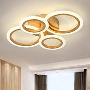 Lulus LED 44W Betty Gold - 4 kruhy, řepné, chladné/horké/neutrální světlo