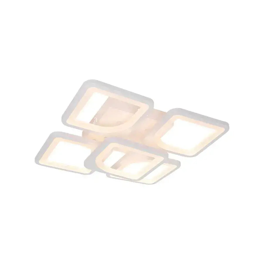 LED lustr s dálkovým ovládáním FELY 80W, 5 čtverců, studené/teplé/neutrální světlo, stmívatelné, bílá