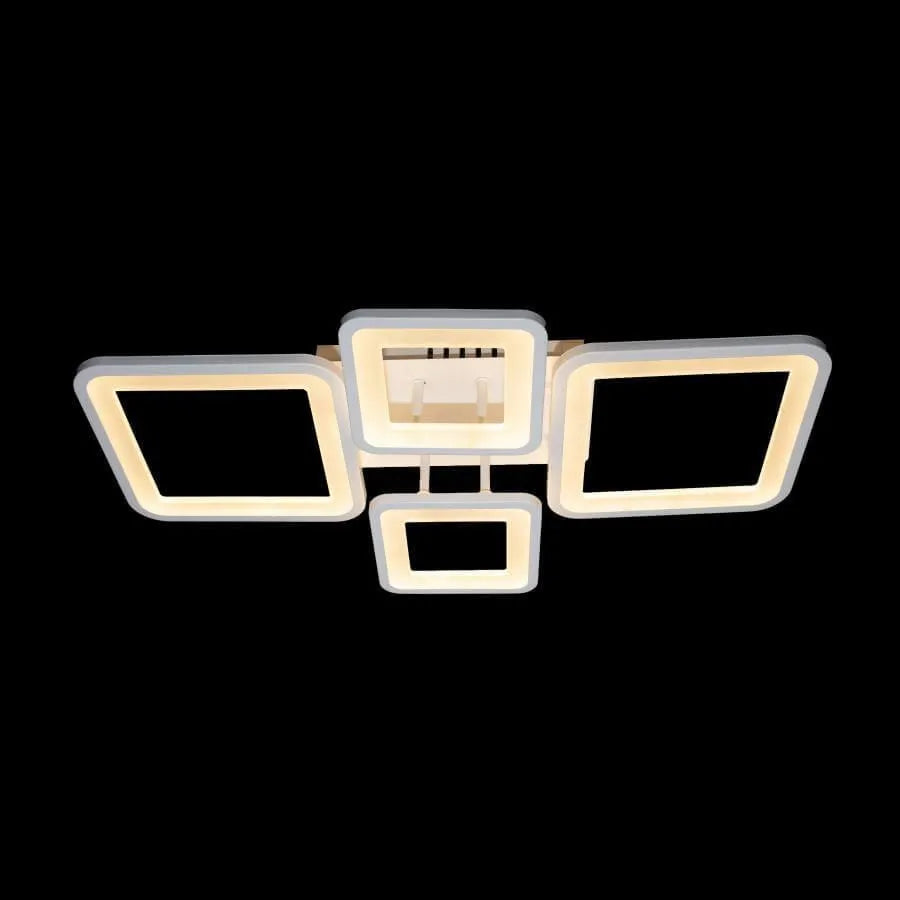 LED CHANDIER s dálkovým ovládáním, Ella, 4 čtverce, 88W, studené/horké/neutrální světlo, nestabilní, bílé