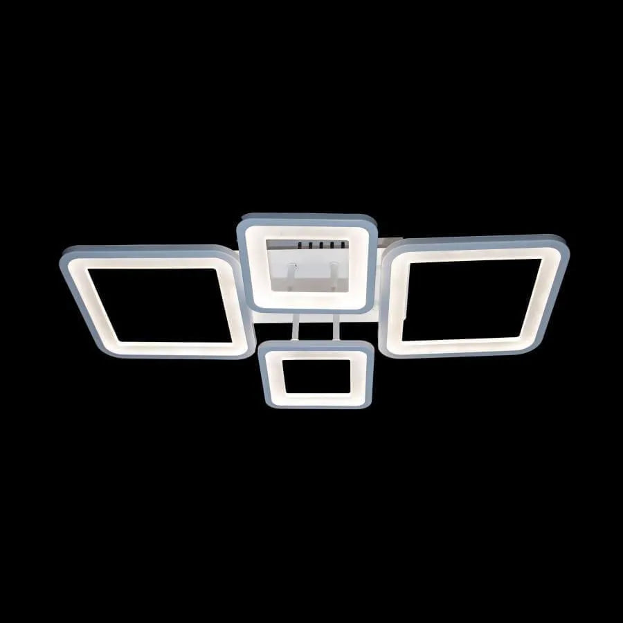 LED CHANDIER s dálkovým ovládáním, Ella, 4 čtverce, 88W, studené/horké/neutrální světlo, nestabilní, bílé