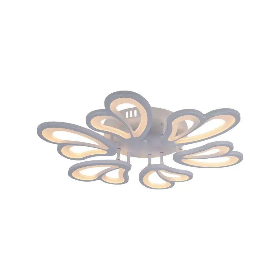 LED lustr s dálkovým ovládáním BLOSSOM 78W, 6 okvětních lístků, Průměr 60cm, Studené/Teplé/Neutrální světlo, Stmívatelné, Bílá