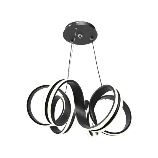 Závěsný LED lustr s dálkovým ovládáním INFINITY TWIST 180W, vlnité, studené/teplé/neutrální světlo, stmívatelné, černé, výškově nastavitelné
