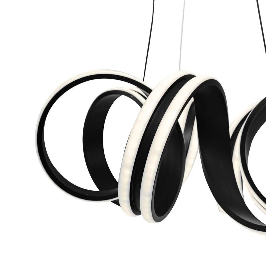 Závěsný LED lustr s dálkovým ovládáním INFINITY TWIST 180W, vlnité, studené/teplé/neutrální světlo, stmívatelné, černé, výškově nastavitelné