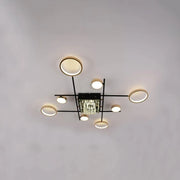 LED lustr s dálkovým ovládáním a krystalem MISEL 168W, 9 prvků, studené/teplé/neutrální světlo, stmívatelný, černé zlato