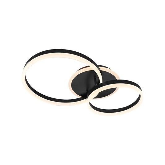 LED lustr s dálkovým ovládáním LYRA 80W, 2 kruhy, Studené/Teplé/Neutrální světlo, Stmívatelné, Černá