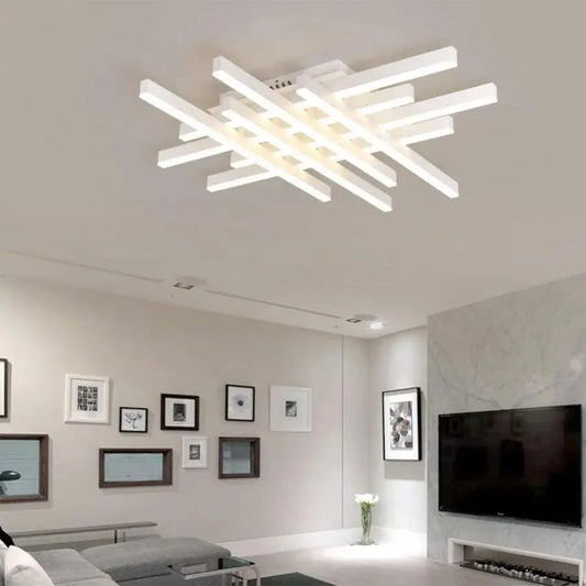 LED lustr s dálkovým ovládáním MORA 160W, 8 prvků, Lineární, Studené/Teplé/Neutrální světlo, Stmívatelné, Bílá