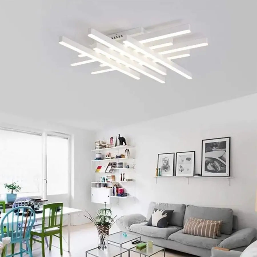 LED lustr s dálkovým ovládáním MORA 160W, 8 prvků, Lineární, Studené/Teplé/Neutrální světlo, Stmívatelné, Bílá