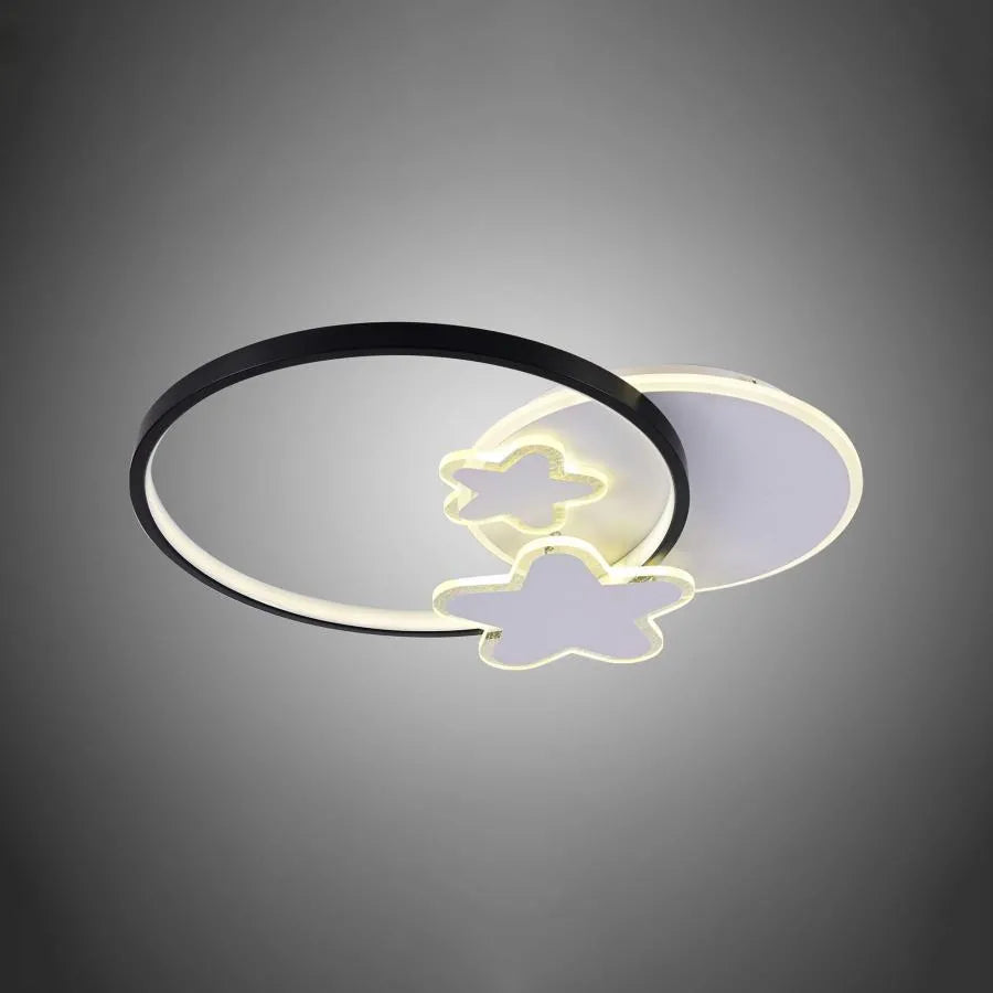 LED lustr s dálkovým ovládáním SANDRINA 106W, hvězda, studené/teplé/neutrální světlo, stmívatelné, černá bílá