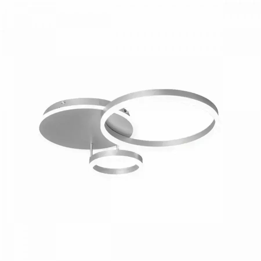 LED lustr s dálkovým ovládáním THEODORA, 81W, 2 kruhy, Studené/Teplé/Neutrální světlo, Stmívatelné, Stříbrné