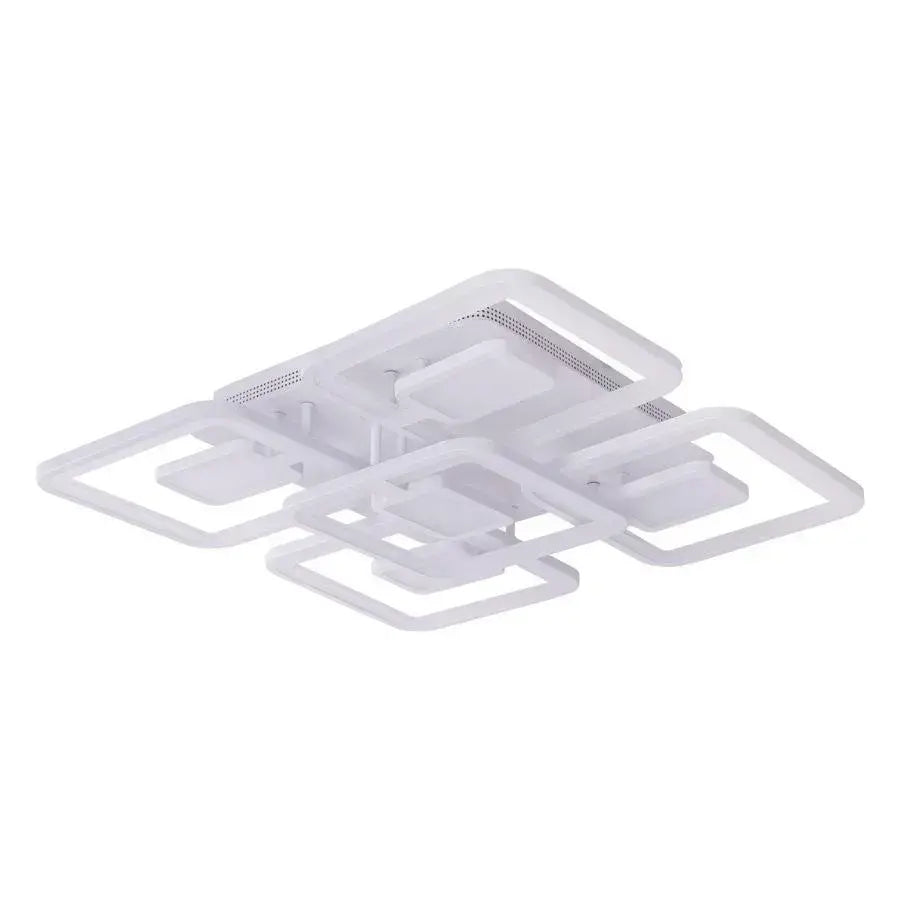 LED lustr s dálkovým ovládáním FELIX 107W, 5 čtverců, studené/teplé/neutrální světlo, stmívatelné, bílá