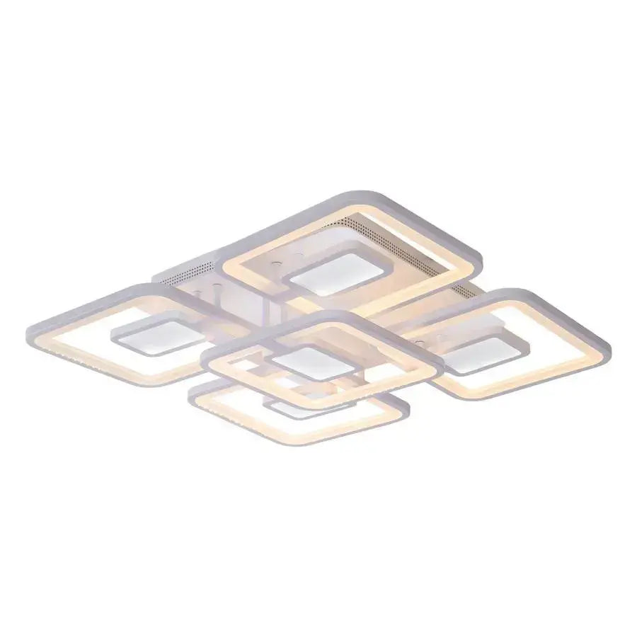 LED lustr s dálkovým ovládáním FELIX 107W, 5 čtverců, studené/teplé/neutrální světlo, stmívatelné, bílá