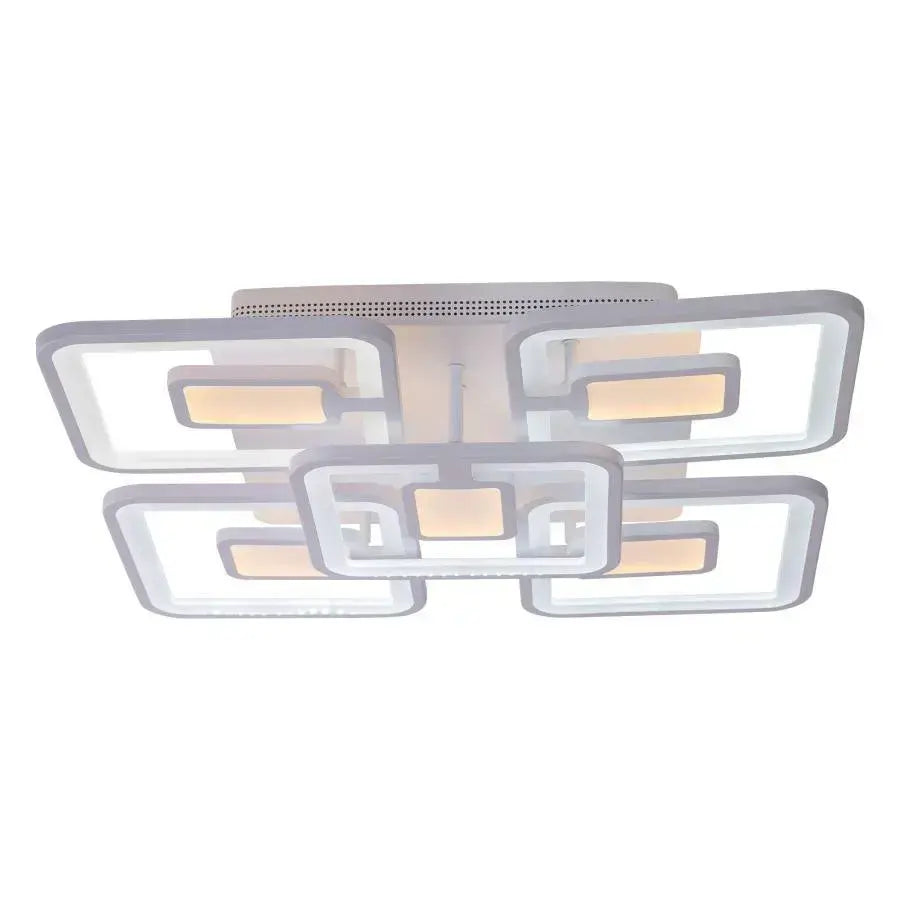 LED lustr s dálkovým ovládáním FELIX 107W, 5 čtverců, studené/teplé/neutrální světlo, stmívatelné, bílá