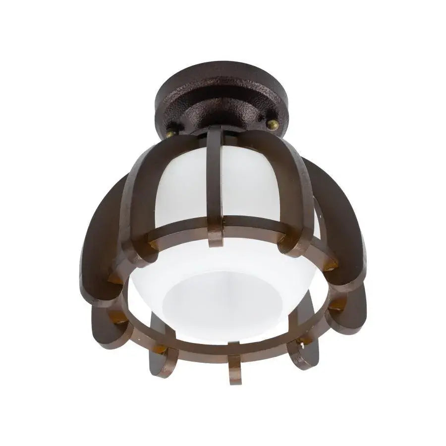 Mine Chandier, 1*E27, hnědý s bílým, dřevem a sklem