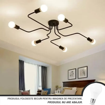 Modernistický lustr Hexa 6, 6x E27, černý, moderní design