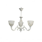 VINTAGE Lustr, Závěsný typ s rameny, COTTAGE, Kruhový, 3xE27, Sklo a kov, Bílá