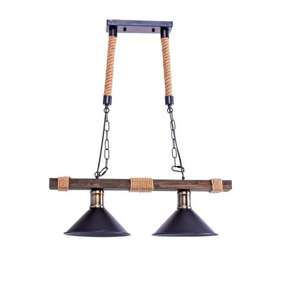 Tradiční lustr, 2*E27, hnědý, kov a motouz