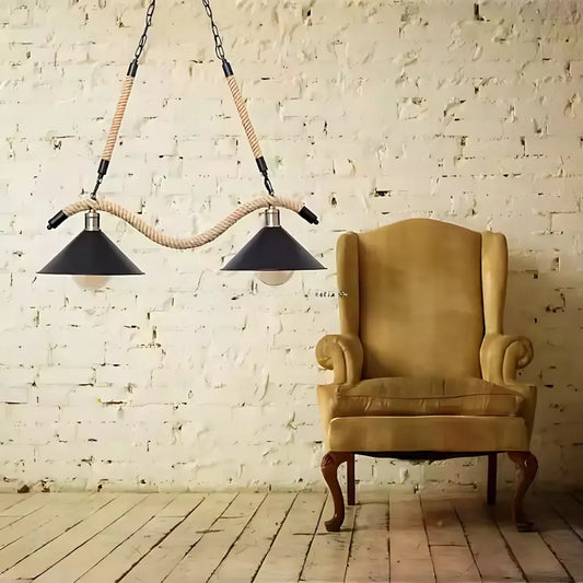 Lustrage chtíč, 2*E27, hnědý, kov a motouz