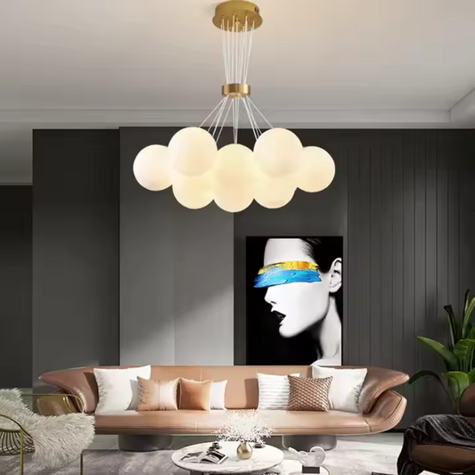 MODERNÍ Lustr, Kyvadlový typ, LOFT Bagliore, Globe, 7xG9, Nastavitelná výška, Zlatá