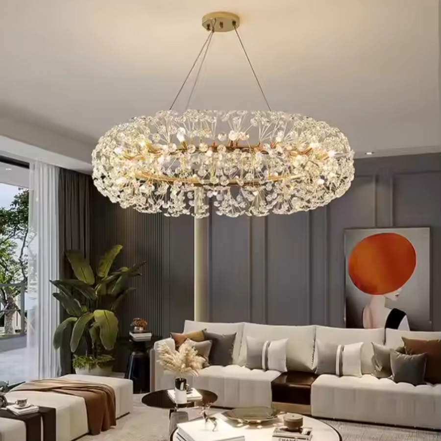 Křišťálový lustr SEGOVIA Magno 10x E14, Průměr 60cm, Lesklý zlatý, Nastavitelná výška