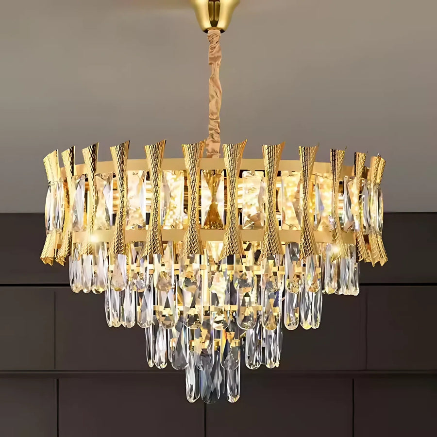 Křišťálový lustr HAMPTON Nobile 5xE14, Průměr 40cm, Lesklý zlatý, Nastavitelná výška