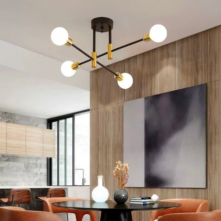 Modernistické chtíče pohan, 4x E27, černé a zlaté, moderní design